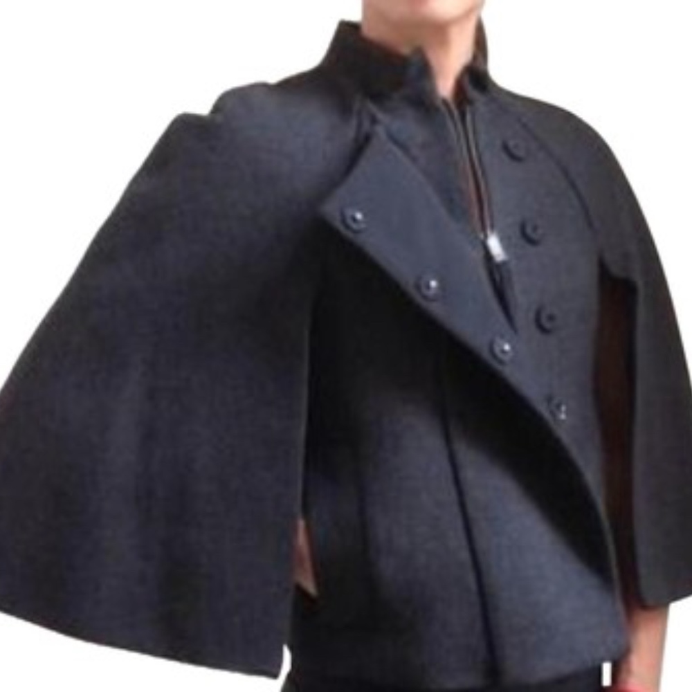 BCBGMaxazria Dark Gray Heather Cape Coat